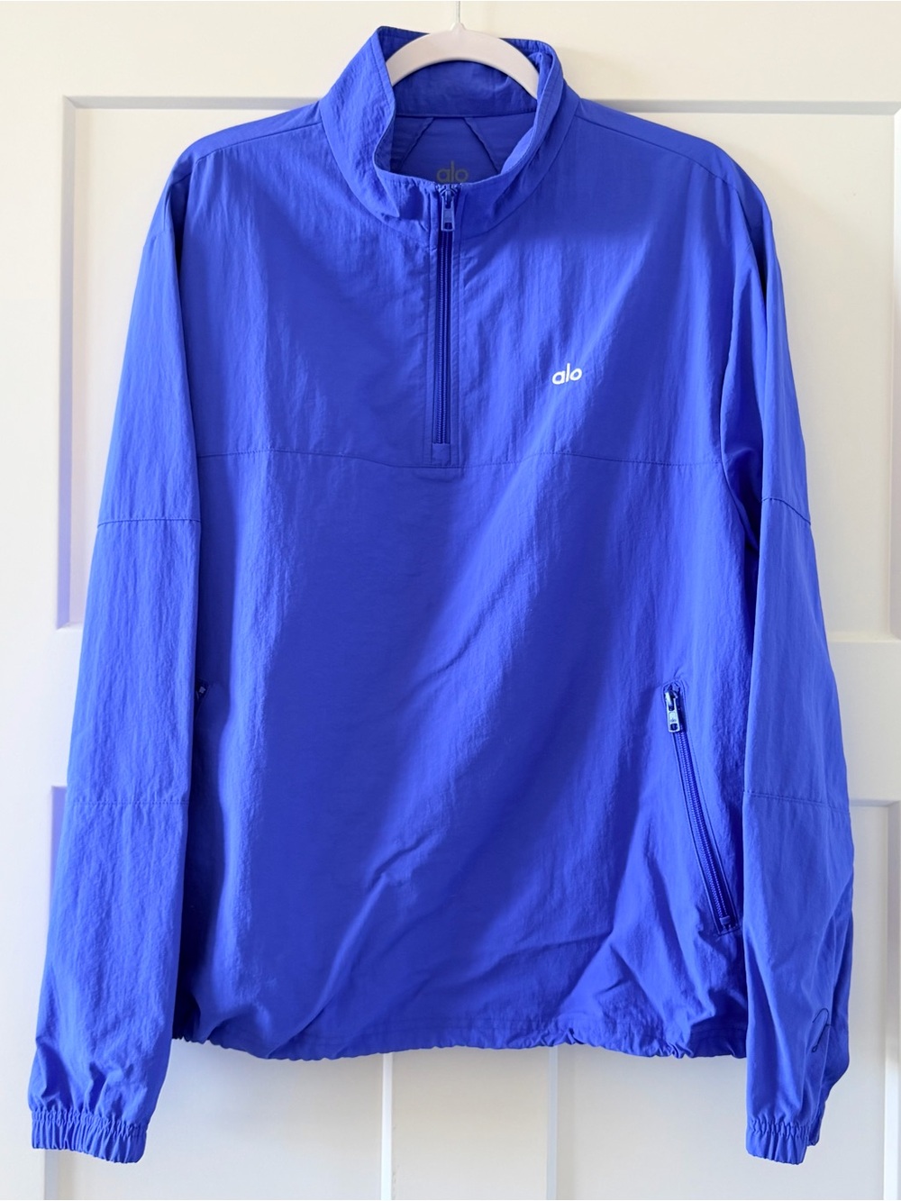 Alo Light Weight Takeaway Track Pullover Marathon Blue Size Small